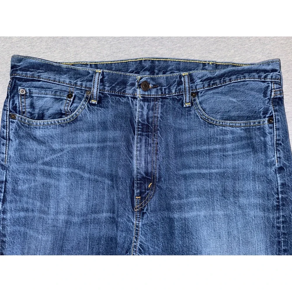 Levi 505 Mens Regular Straight Fit Blue Jeans Dark Wash Workwear Size 38x34